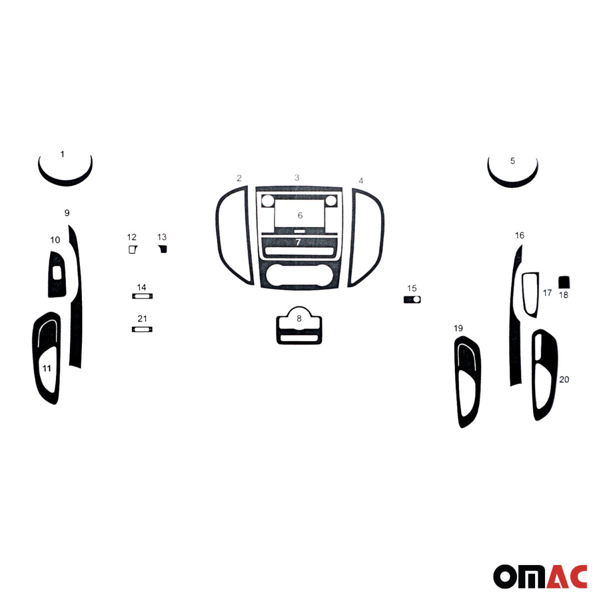 Mercedes-Benz V-Class/W447 Dashboard Kit - Omac - 21 Pcs - Wooden - 2014